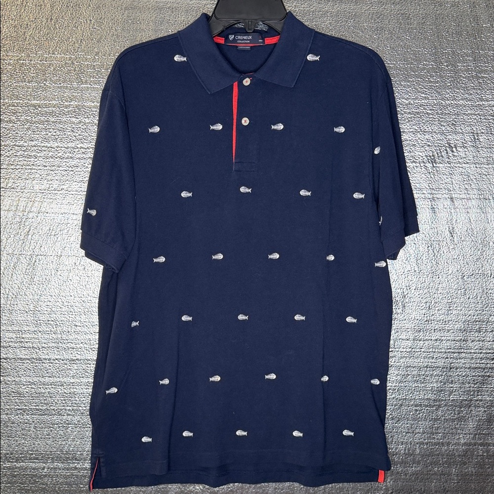 Daniel Cremieux Navy Polo with Embroidered Fish